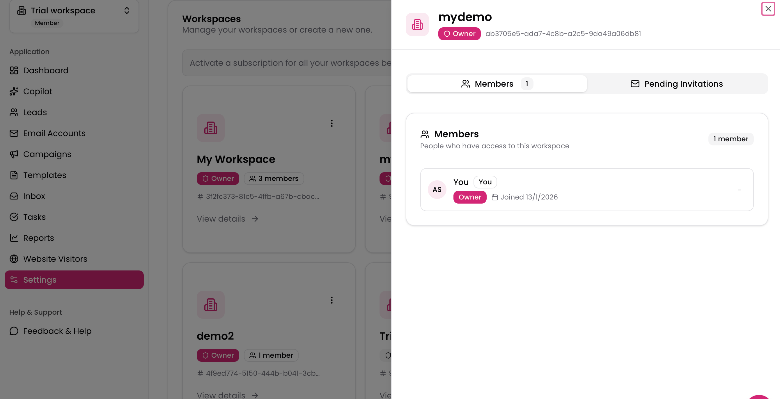 Workspace and team management